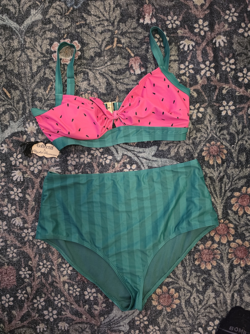 Collectif×Playful Promises Pink and Green Watermelon Print Bikini Set